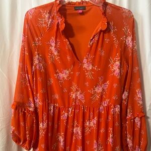 Vince Camuto Orange Floral Dress